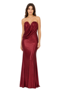 RENTA - Vestido de Fiesta Rojo Metalizado Strapless – Invitée No. 40