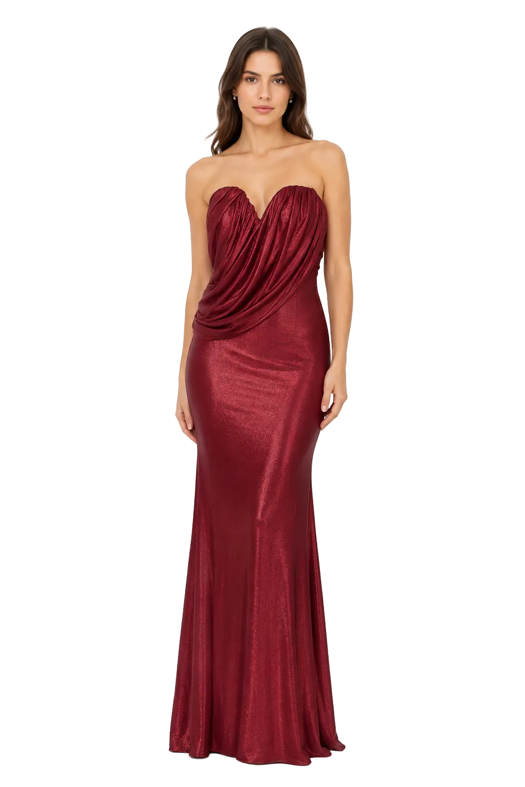RENTA - Vestido de Fiesta Rojo Metalizado Strapless – Invitée No. 40