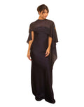 Vestido Largo Asimétrico con Capa de Gasa – Color Negro – Invitée No. 29